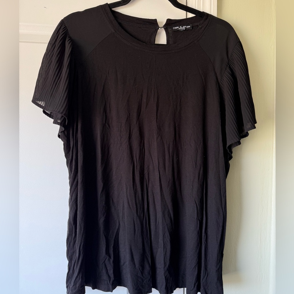 Cable & Gauge Black Blouse with Pleated Sleeves